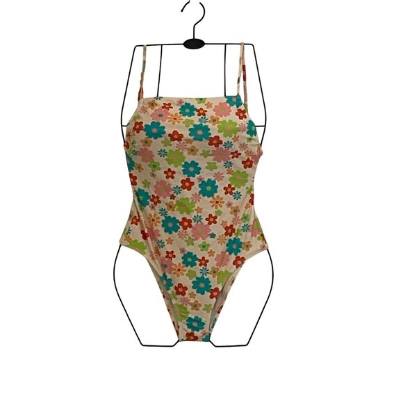 Junior's Ninety-Nine Daisy Floral Shirred One-Piece Swimsuit Size Small - Picture 4 of 9